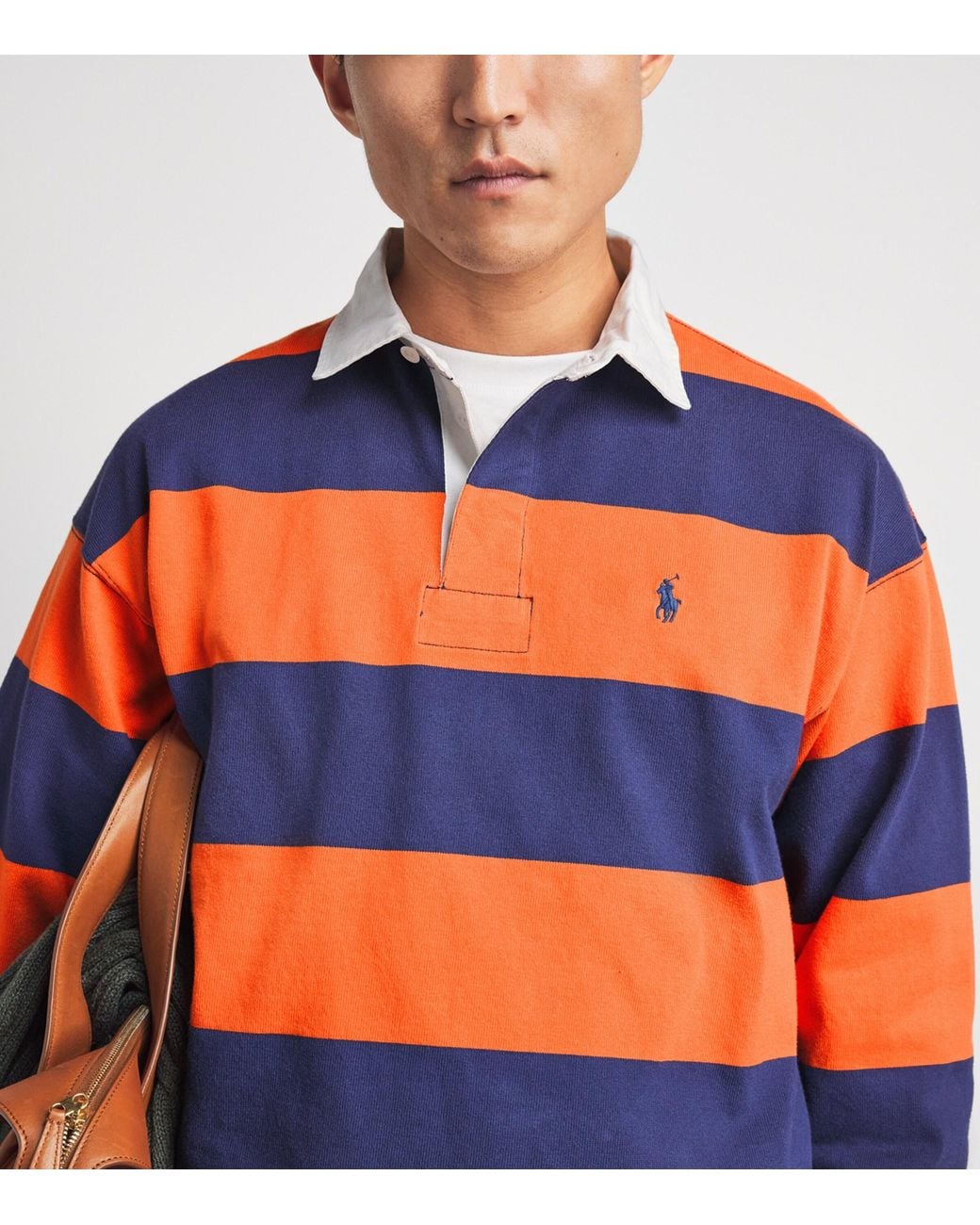 Polo Ralph Lauren Orange Cotton Stripe Rugby Shirt for men