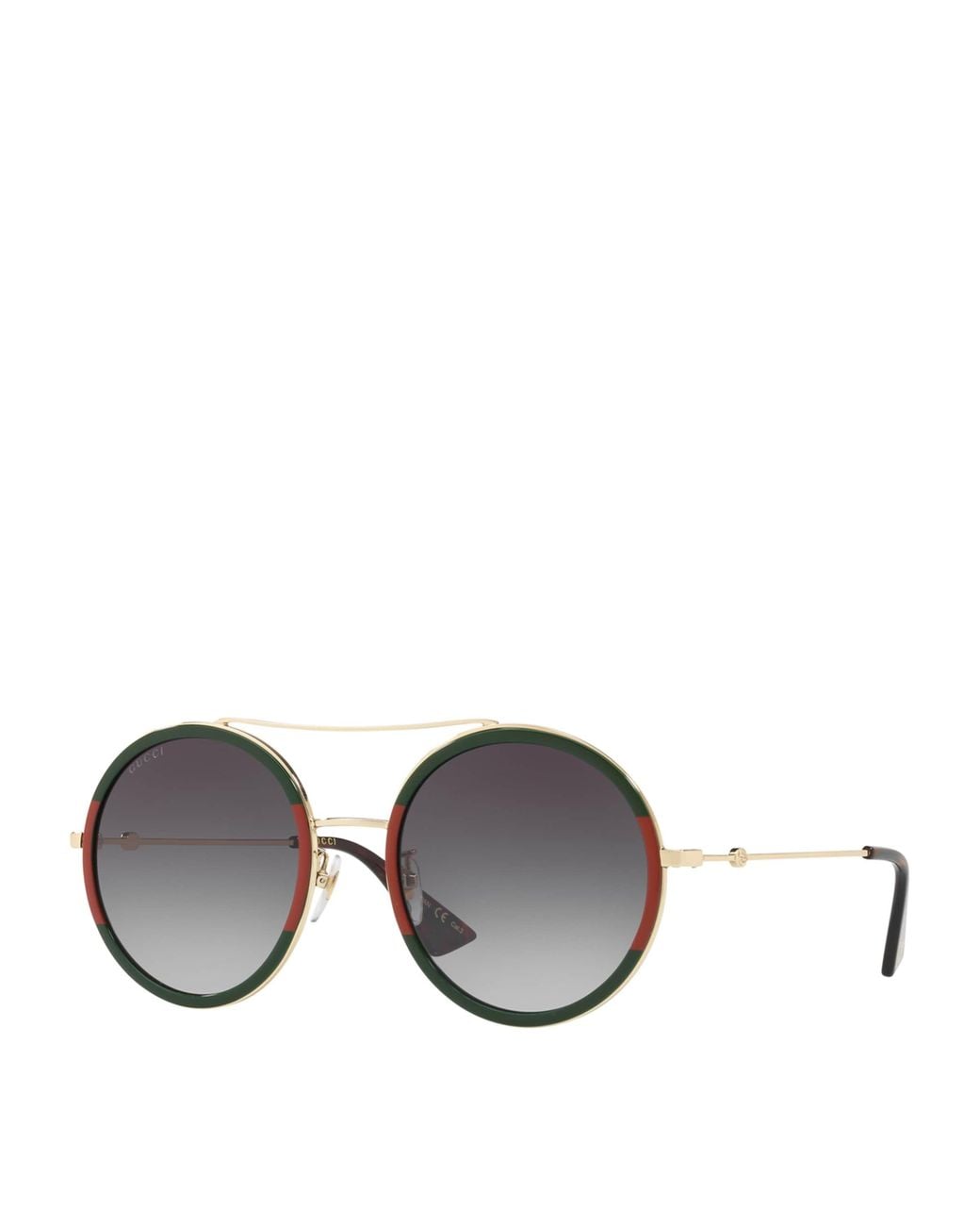 Gucci Brown Stripe Oval Pilot Sunglasses
