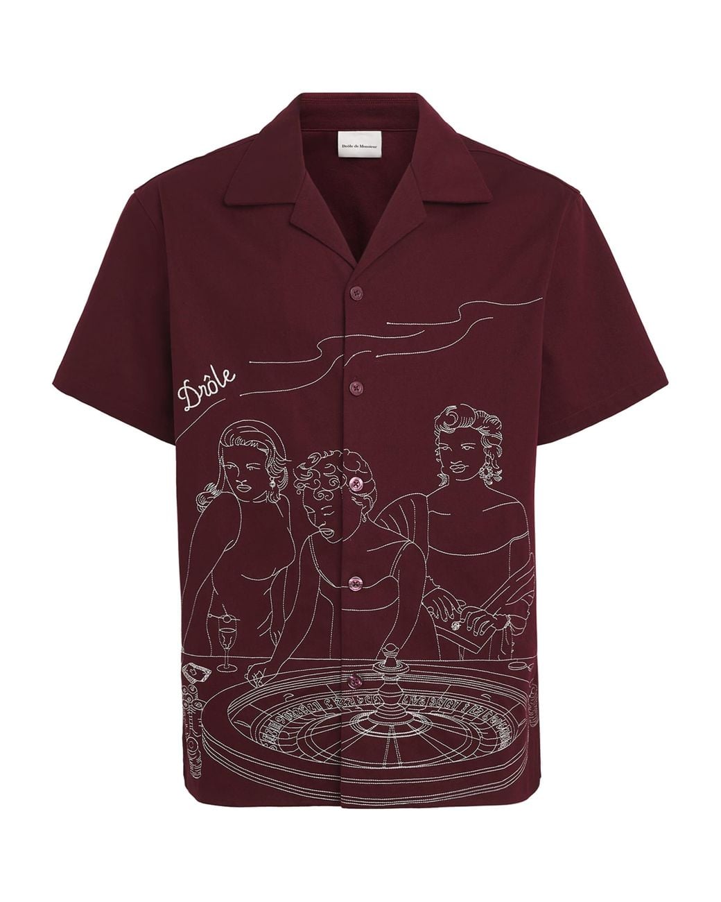 Drole de Monsieur Red Printed Short-Sleeve Shirt for men