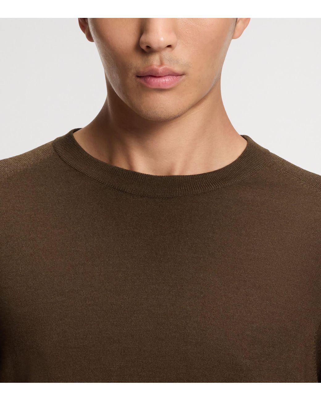 Boss Brown Wool-Silk-Cashmere Sweater for men