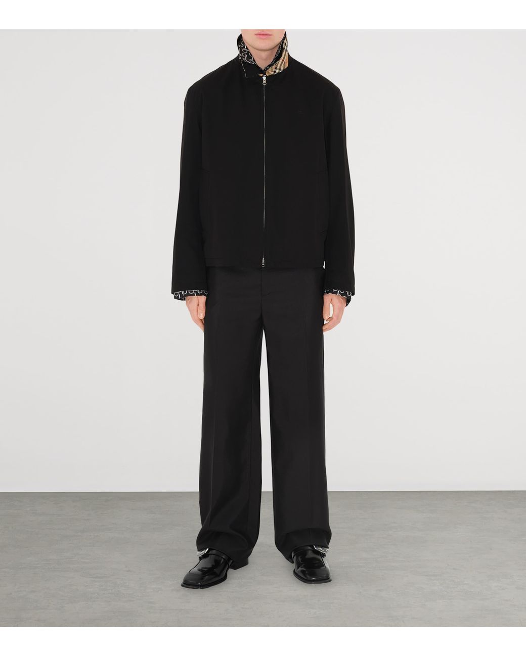 Burberry Black Cotton Gabardine Harrington Jacket for men