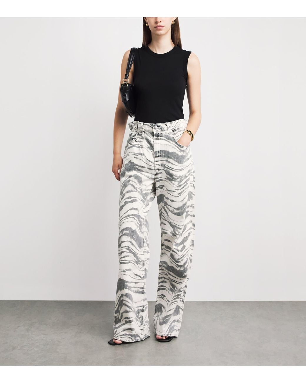Agolde White Printed Lyonne Wide-Leg Jeans