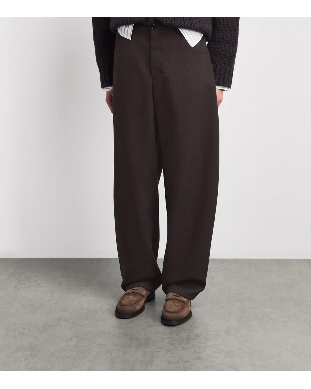 Séfr Brown Wool Nasedo Barrel-Leg Trousers for men