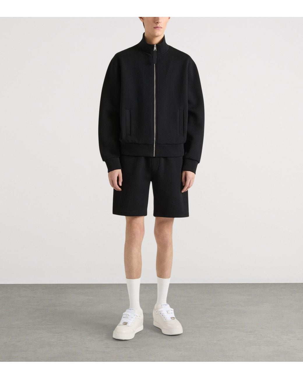 Givenchy Black Herringbone Zip-Up Sweatshirt for men