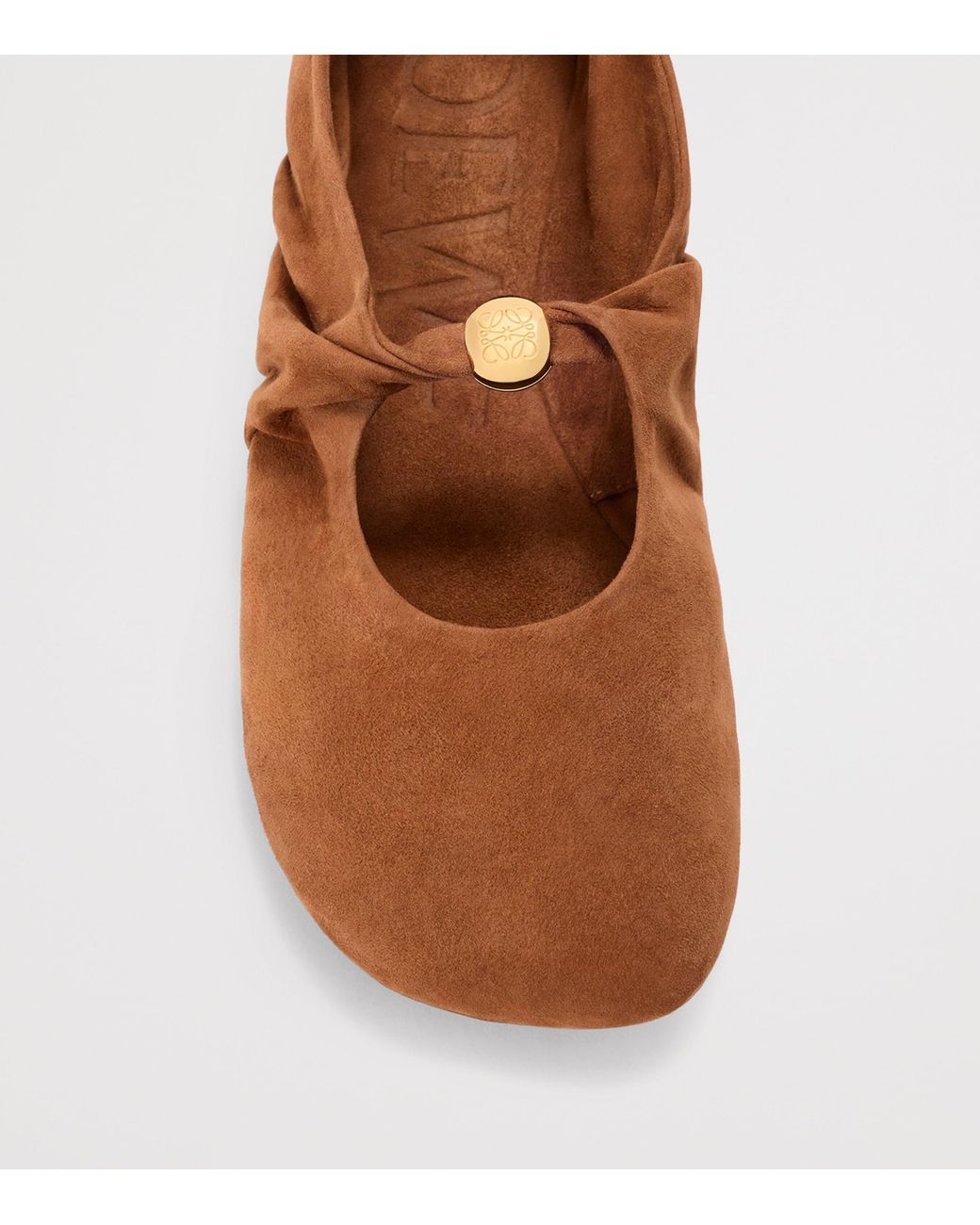 Loewe Brown Suede Pebble Soft Ballet Flats