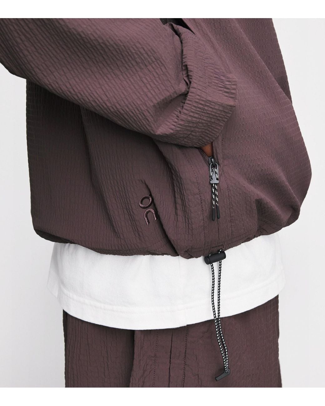 On Shoes Brown Textured Courtside Half-Zip Jacket for men