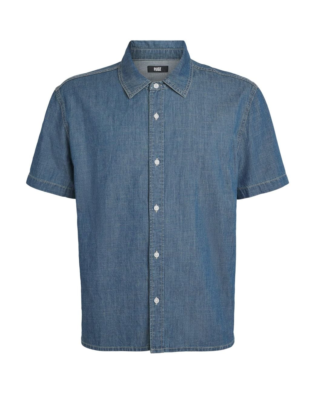 PAIGE Blue Denim Short-Sleeve Soliman Shirt for men