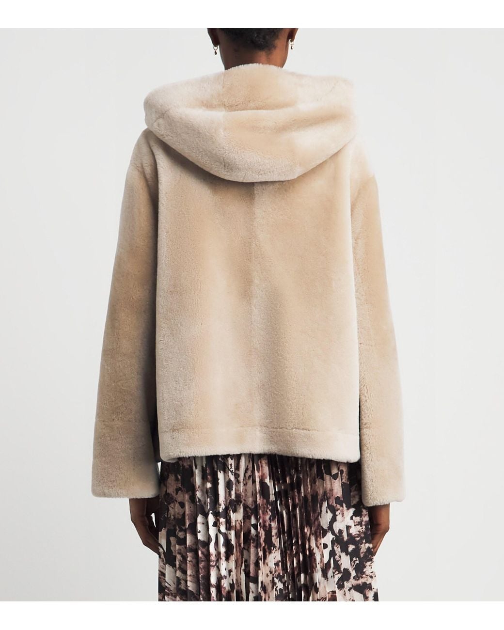 Agnona Natural Shearling Hooded Jacket
