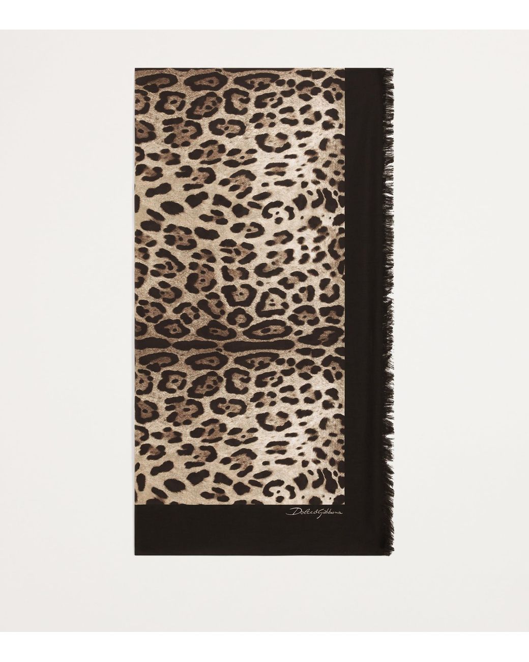 Dolce & Gabbana Brown Cotton Leopard Print Foulard
