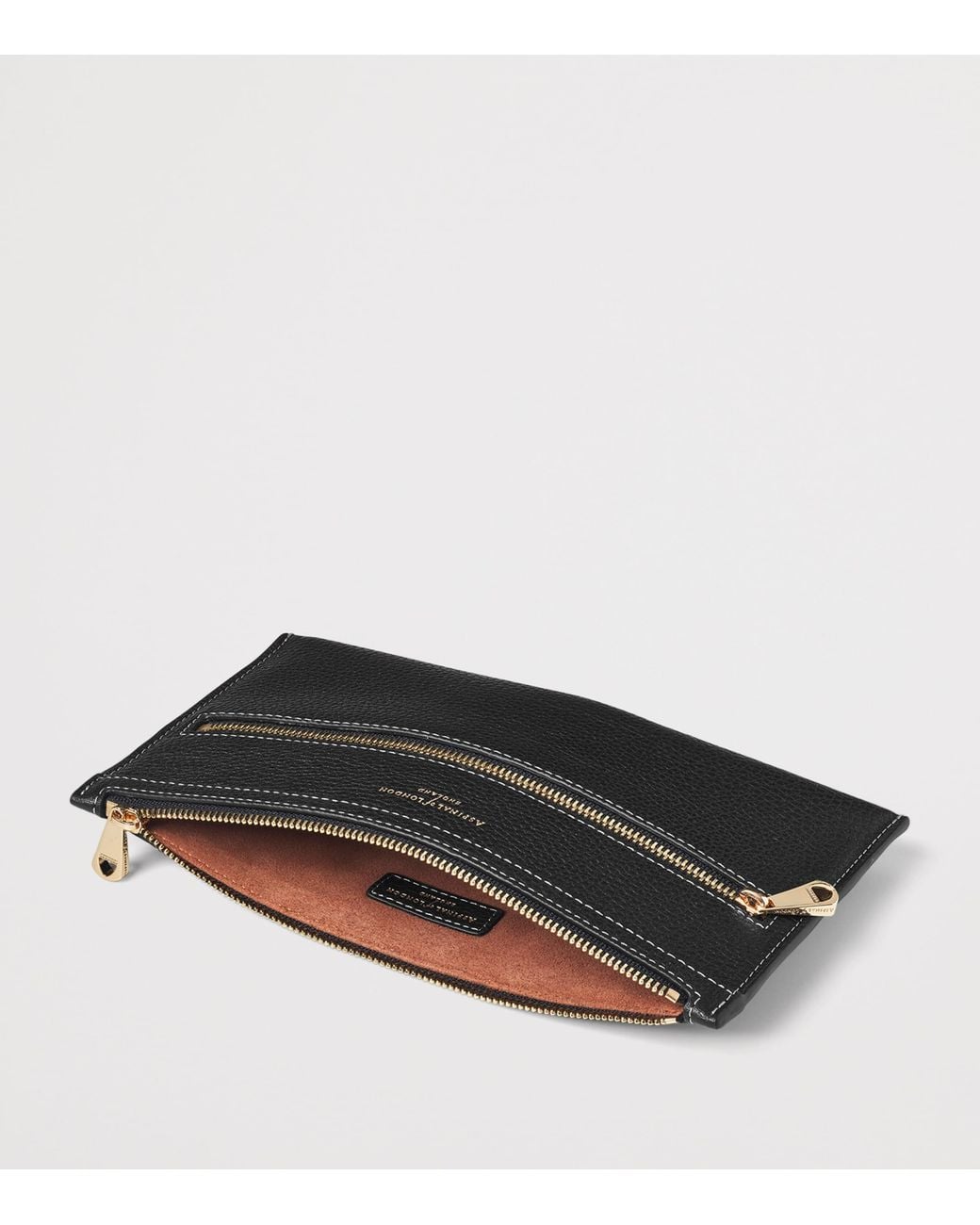 Aspinal Black Grained Leather Hudson Travel Pouch for men