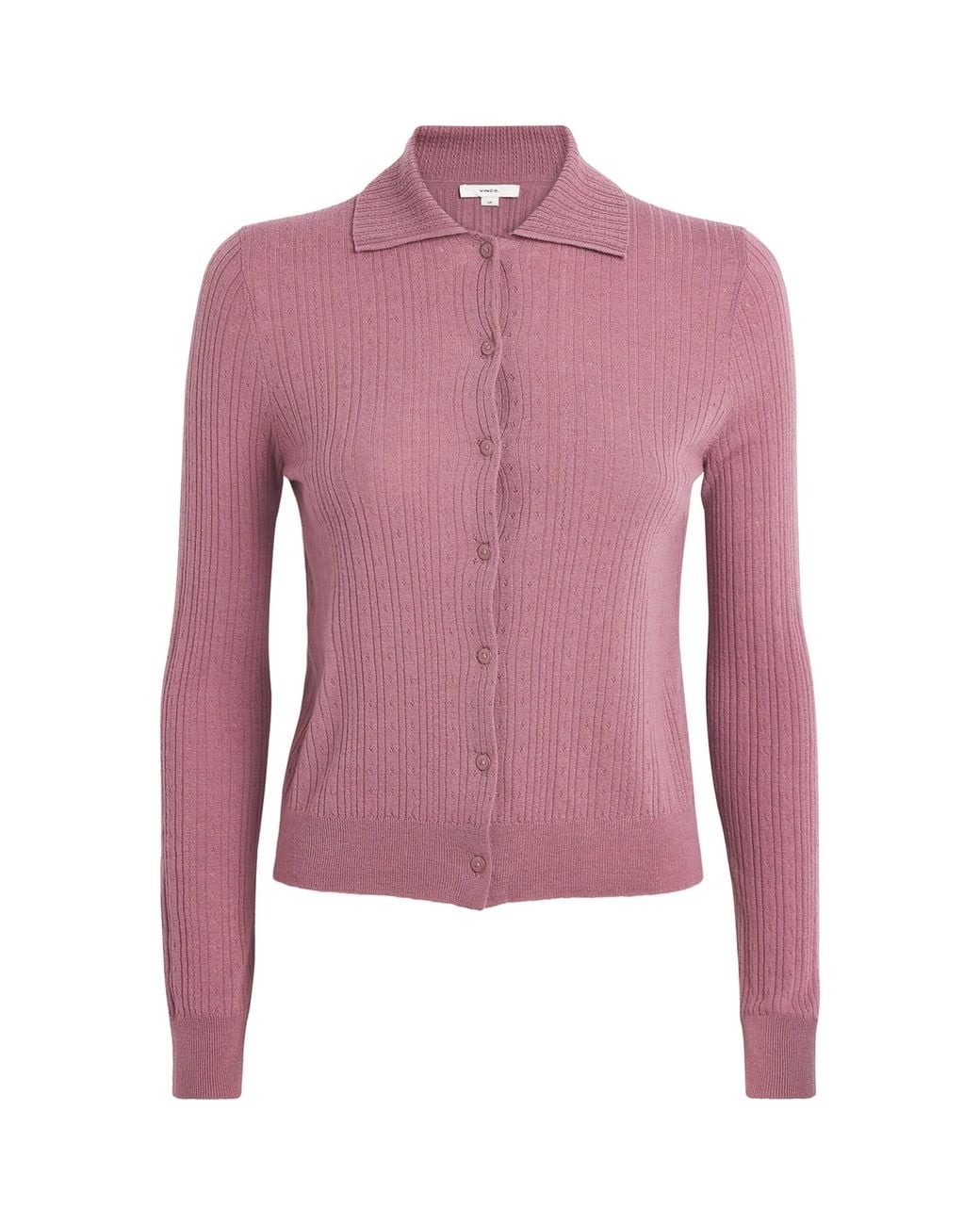 Vince Pink Wool Pointelle Cardigan