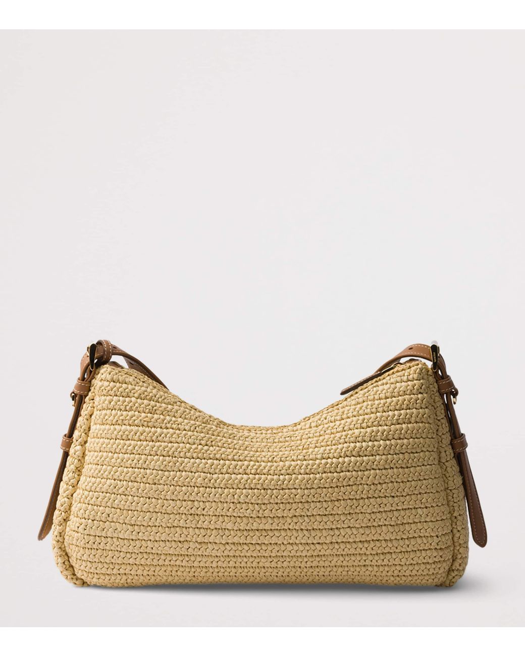 Prada Brown Large Crochet And Leather Aimée Shoulder Bag