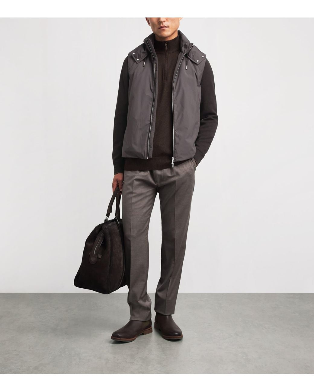 Moorer Gray Down Evan Bomber Jacket for men