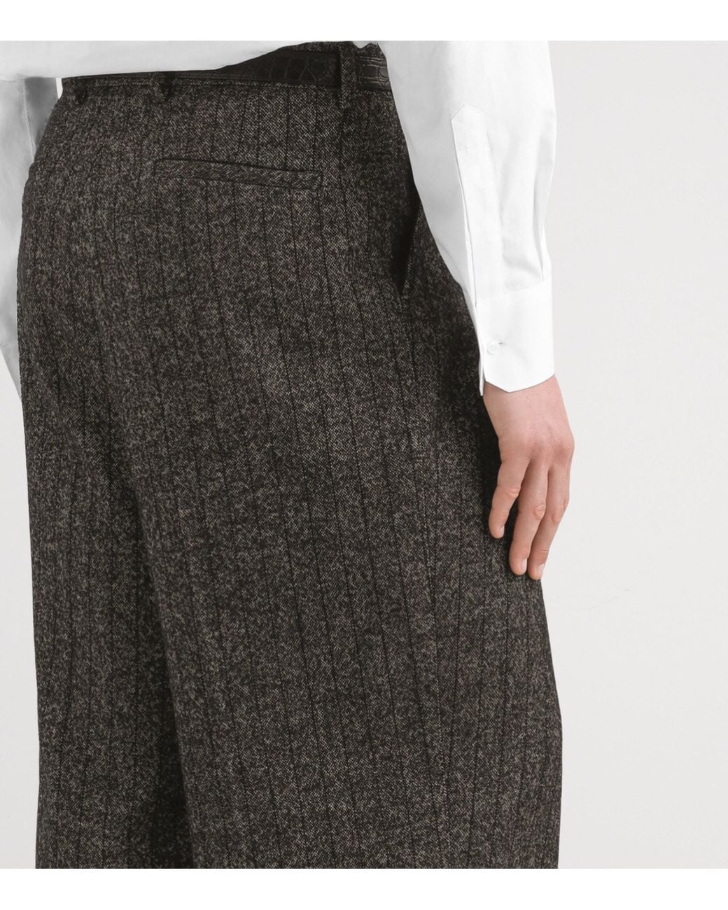 Dolce & Gabbana Gray Wool-Blend Stripe Tailored Trousers for men