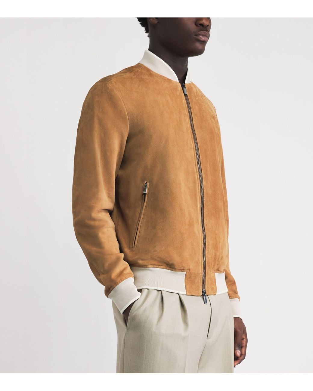 Paul & Shark Brown Aqualeather Bomber Jacket for men