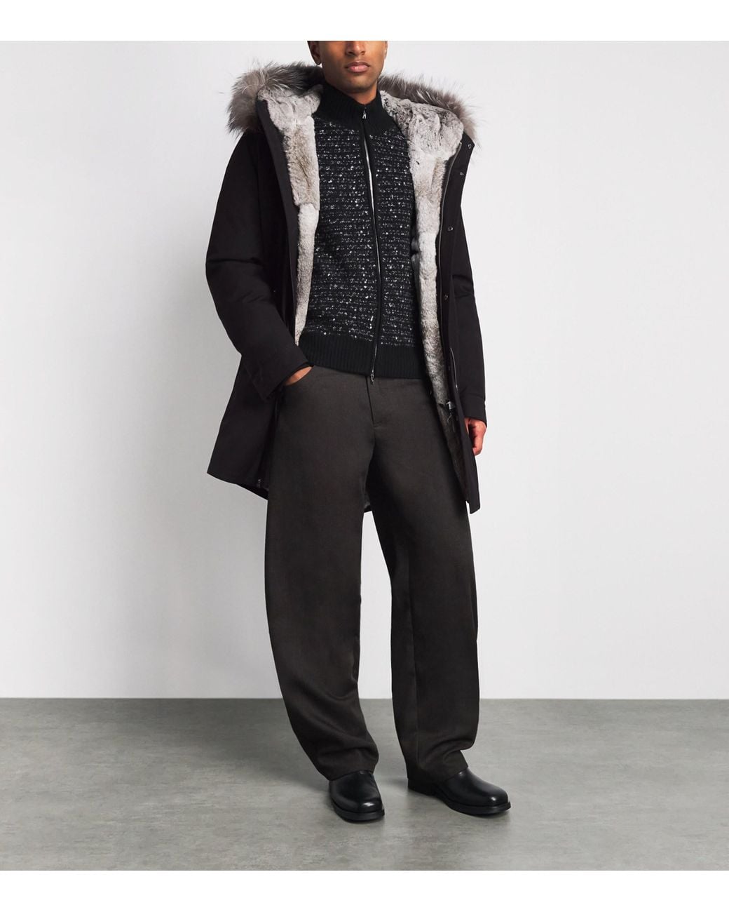 Mackage Black Fur-Trim Down Mortiz Parka for men