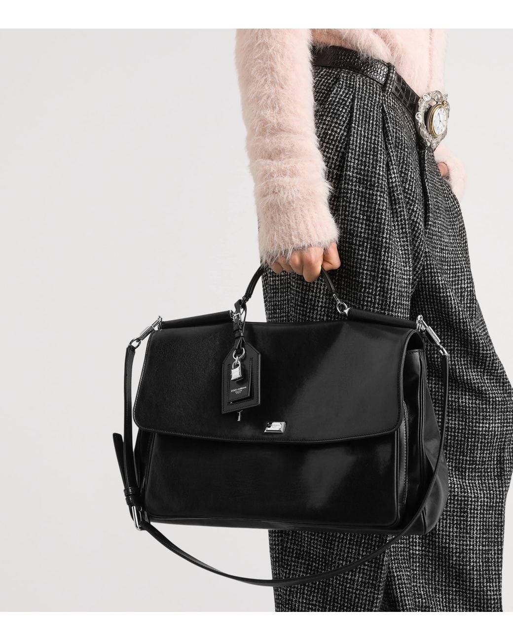 Dolce & Gabbana Black Leather My Sicily Top-Handle Bag for men