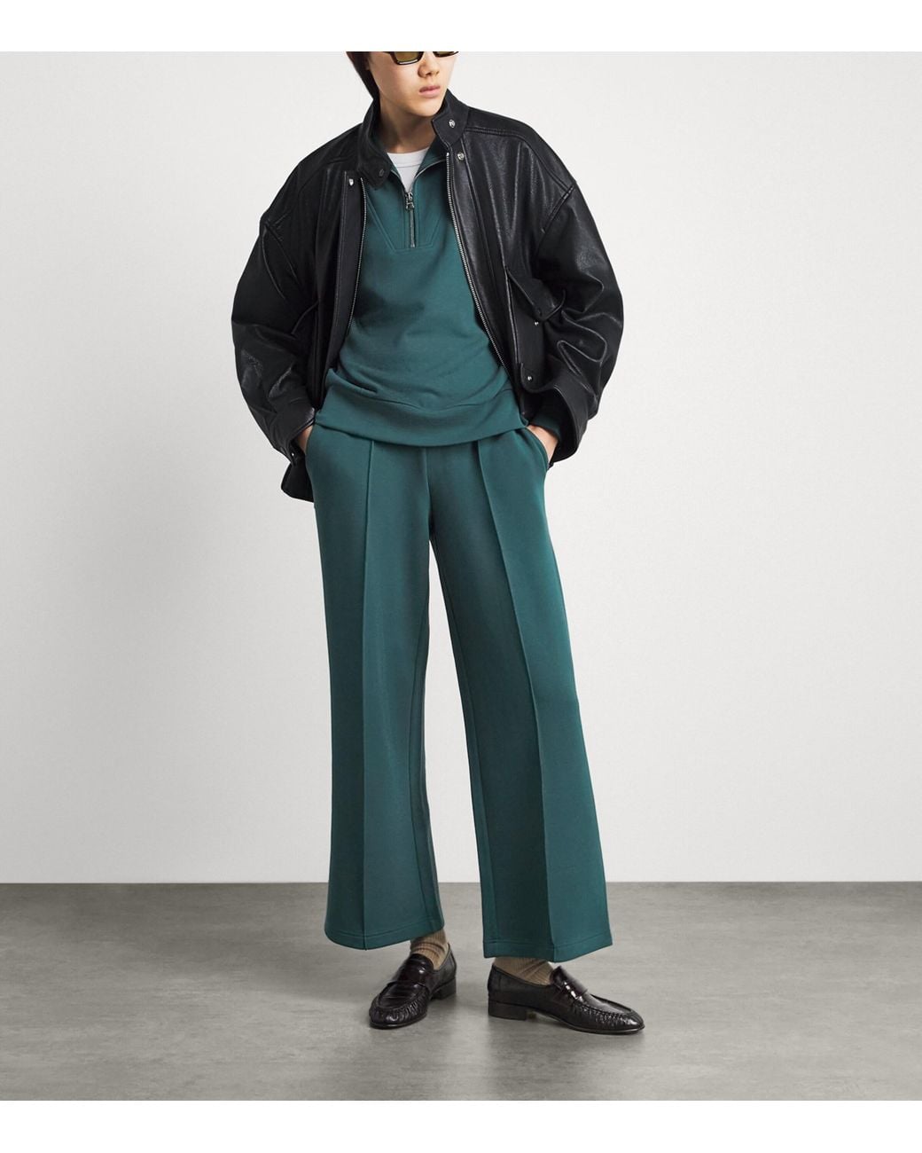 Varley Green Doublesoft Wide-Leg Sweatpants