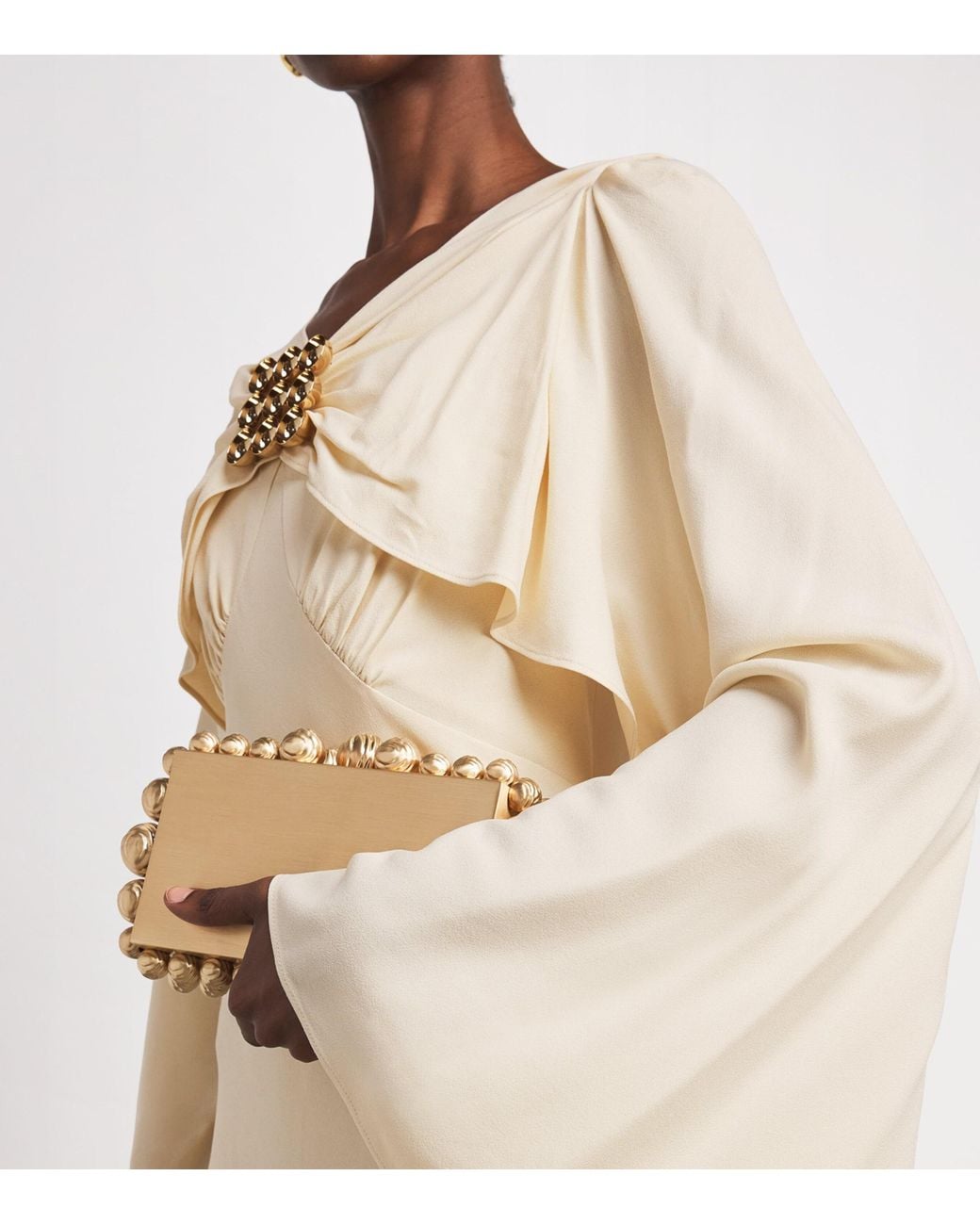 Rabanne Natural Cape-Sleeve Gown