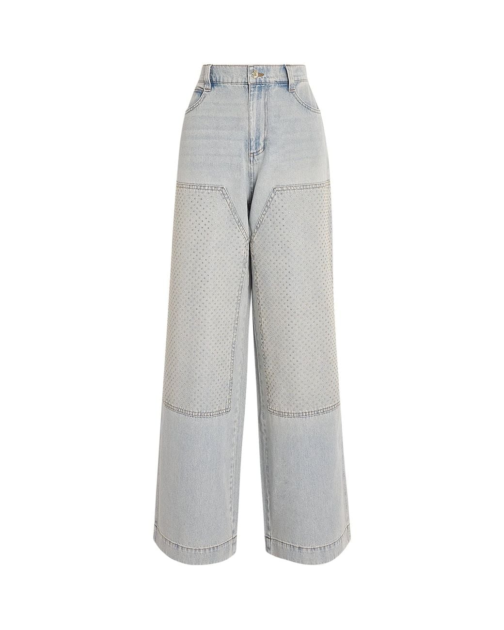Sandro Gray Rhinestone-Embellished Straight Jeans