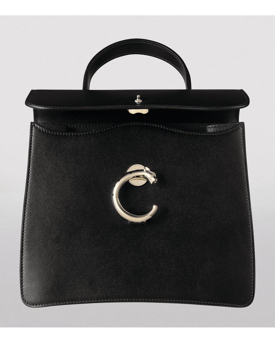 Cartier Black Leather Panthère De Top-Handle Bag