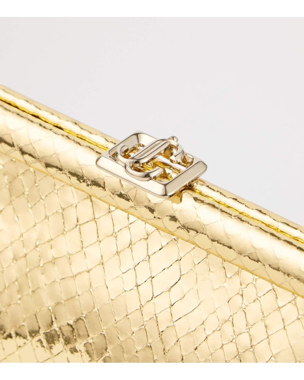 Jimmy Choo Natural Skylar Snake-Embossed Leather Clutch Bag