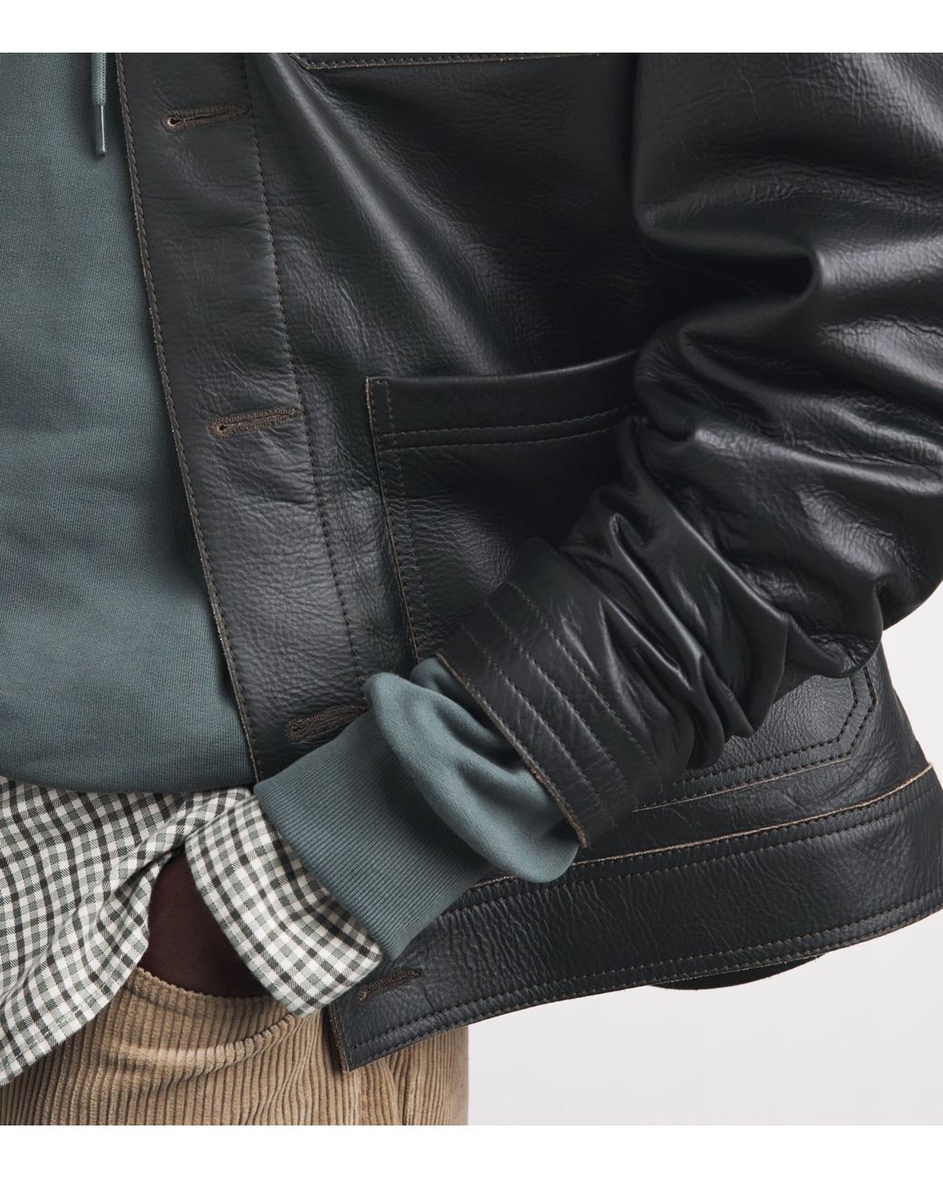 Oliver Spencer Black Hardwick Leather Jacket for men