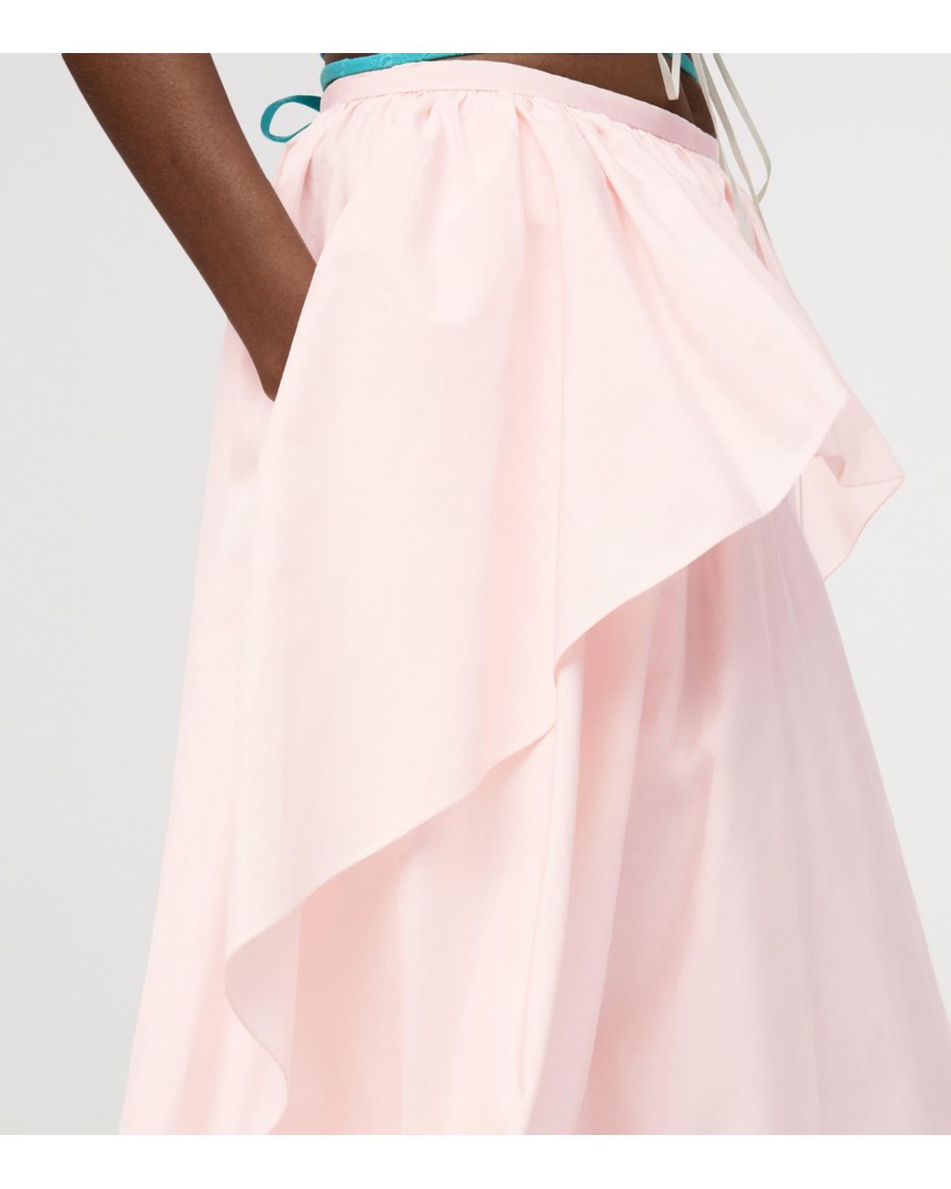 Loewe Pink X Paula's Ibiza Cotton Draped Midi Skirt
