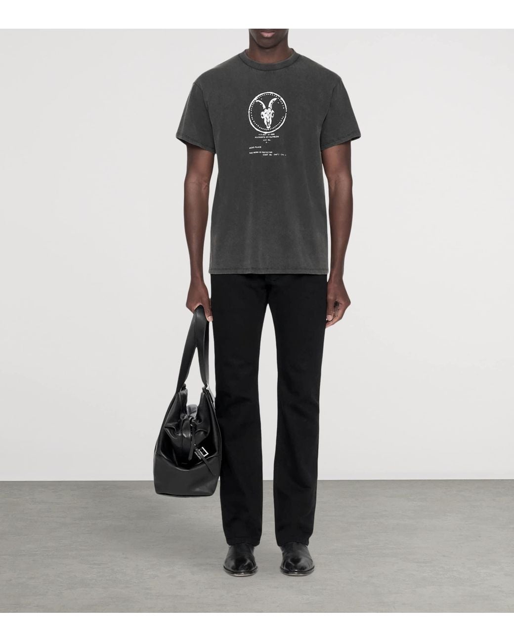 AllSaints Black Organic Cotton Tier Hale T-Shirt for men