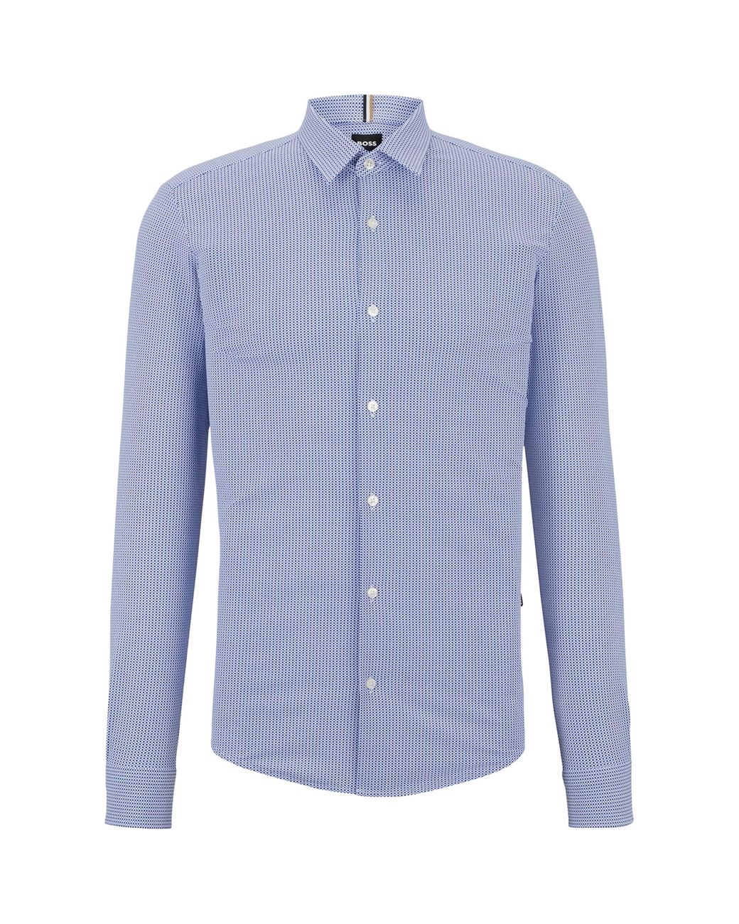 Boss Blue Performance-Stretch Jersey Printed Shirt for men