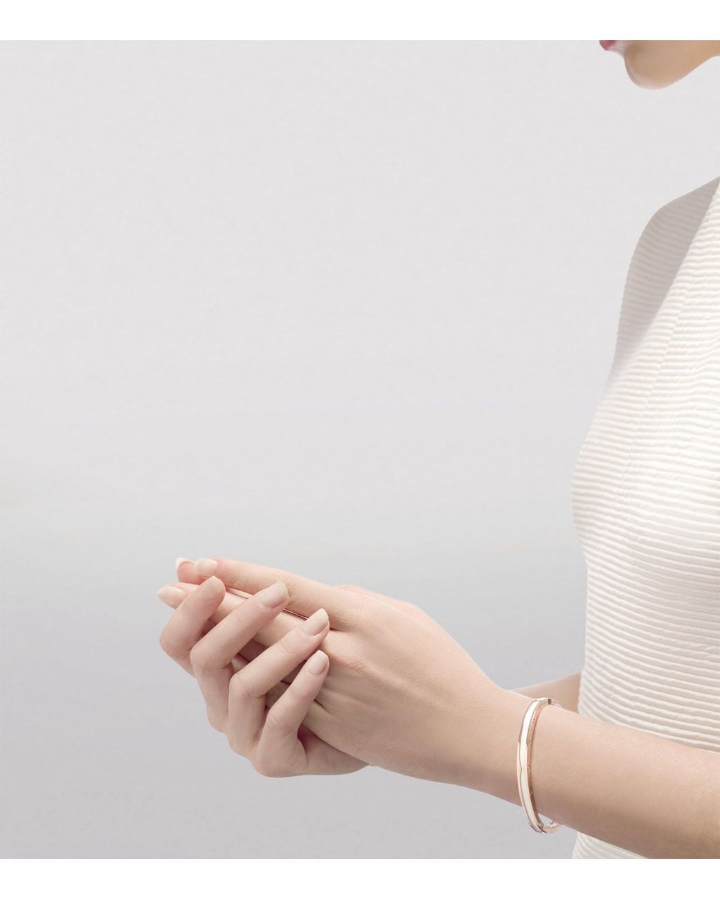 BVLGARI White And Steel B.Zero1 Bangle