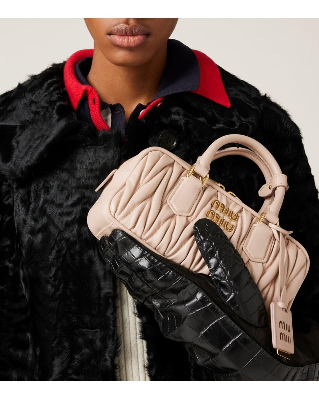 Miu Miu Brown Matelassé Leather Arcadie Top-Handle Bag