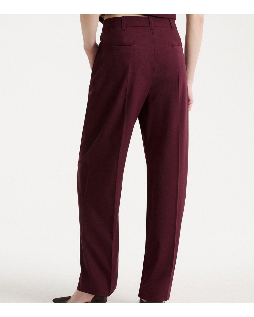 Marella Purple Virgin Wool-Blend Tailored Trousers