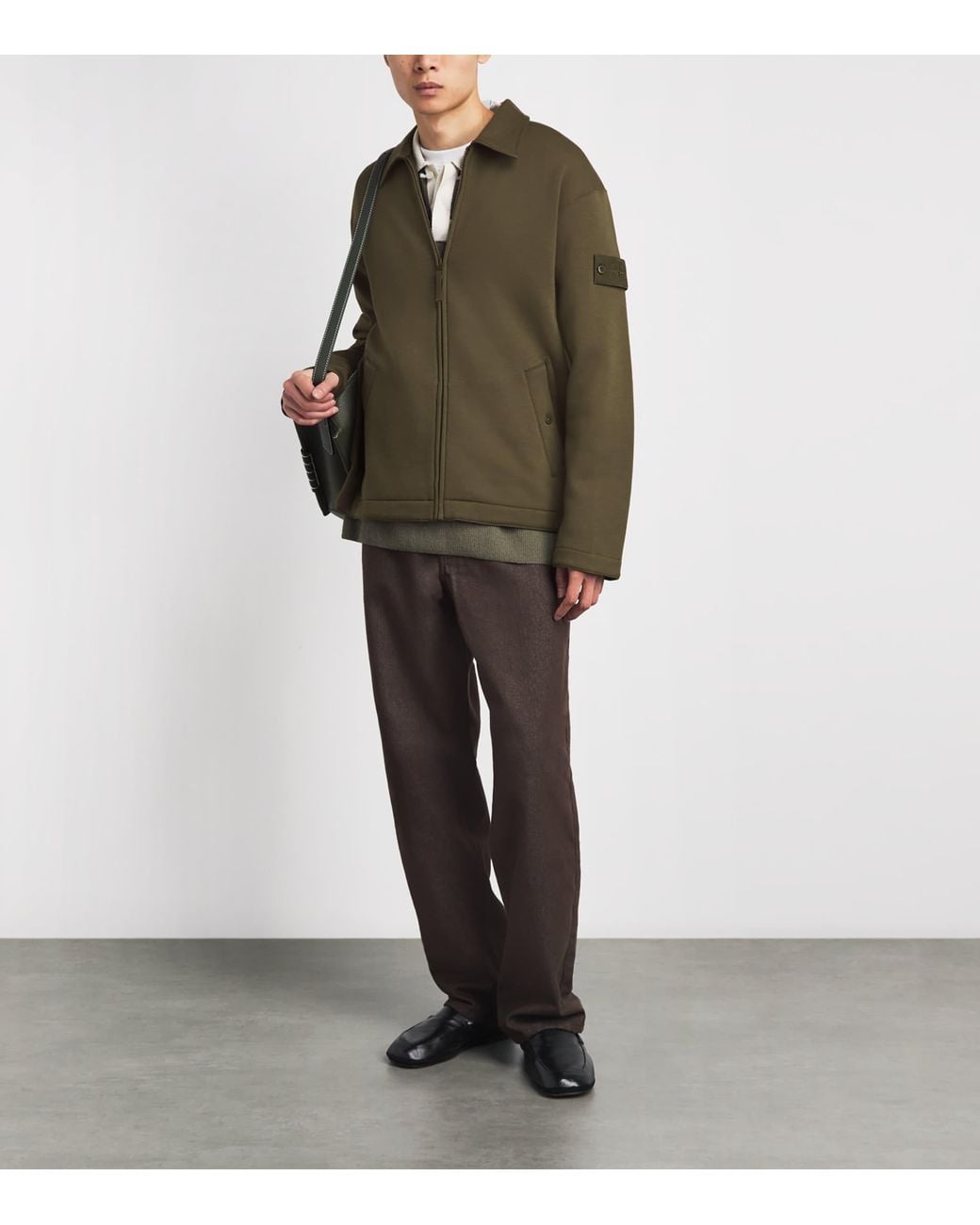 Stone Island Green Ghost Piece Wool-Cotton Zip-Up Cardigan for men