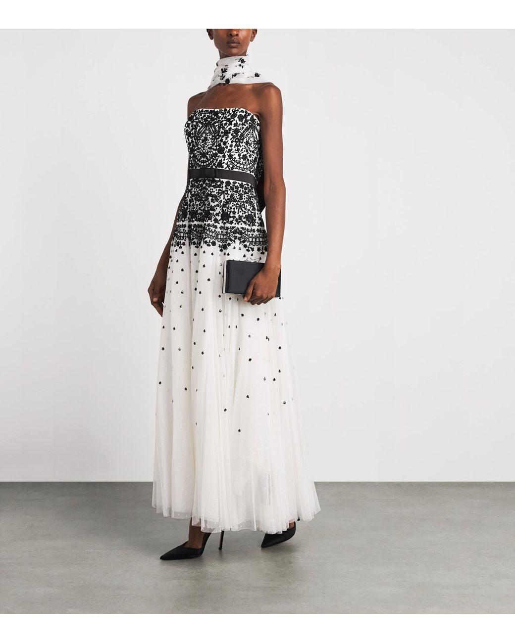 Needle & Thread White Gilded Lace Maxi Dress With Scarf