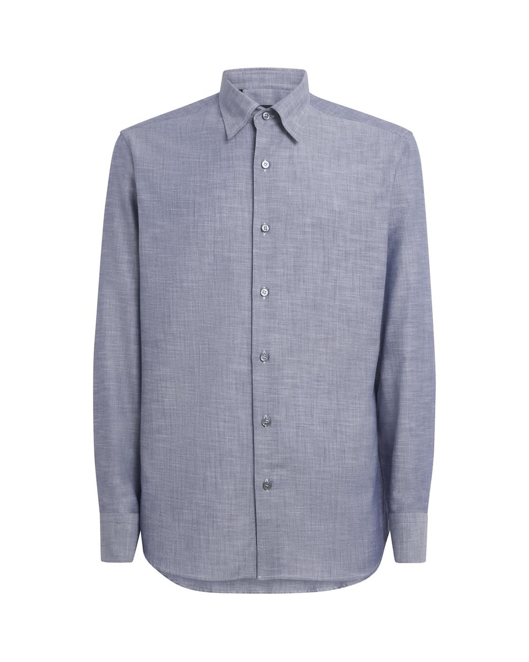 Brioni Blue Cotton Point Collar Shirt for men