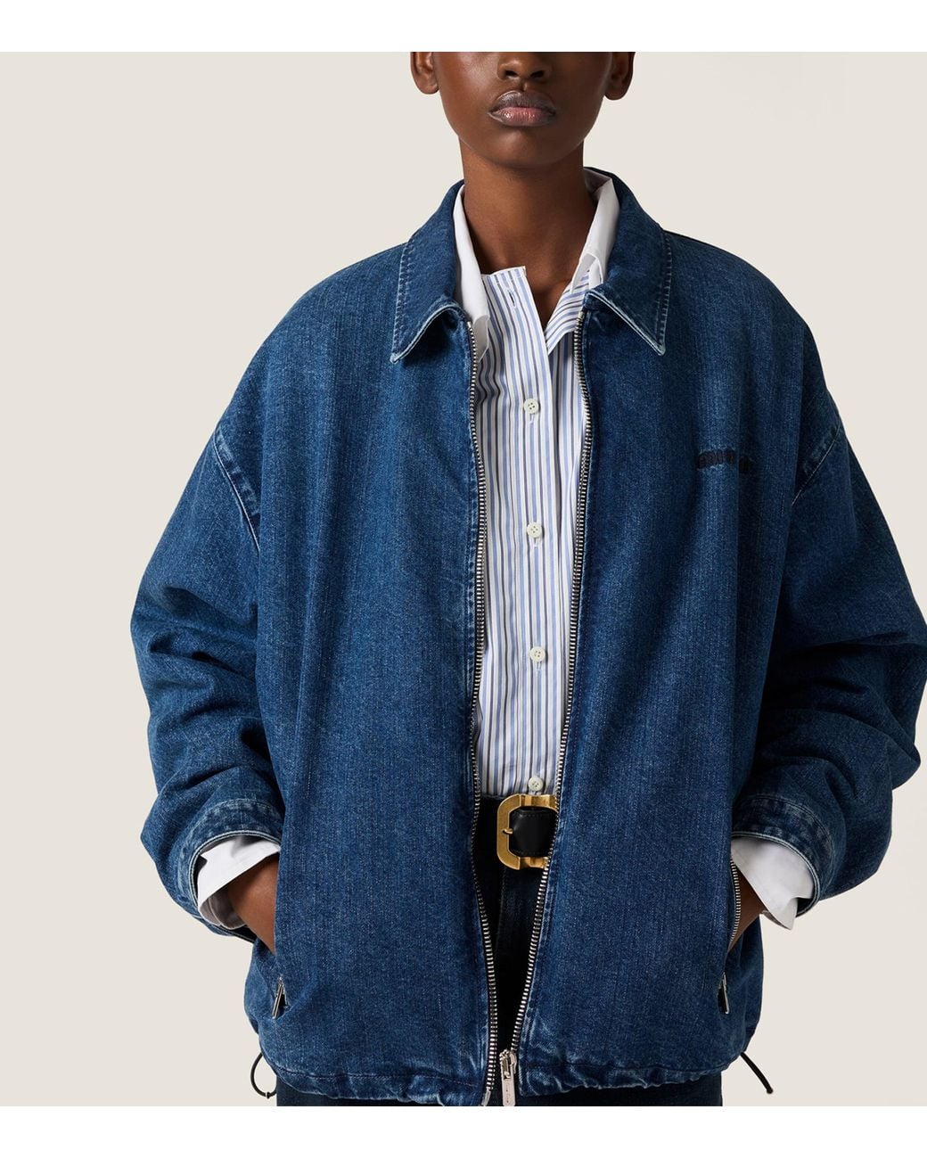 Miu Miu Blue Denim-Cashmere Jacket
