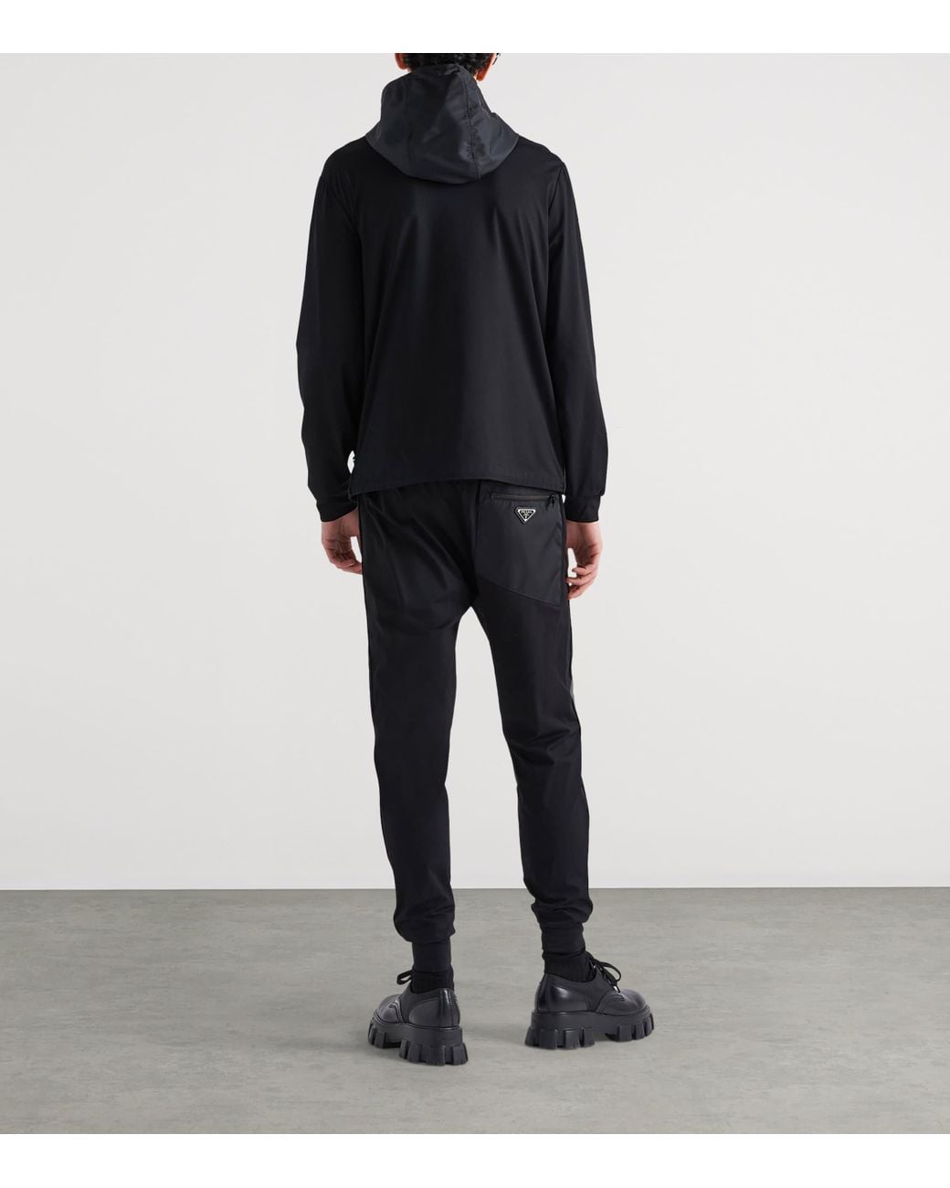 Prada Black Stretch-Cotton Re-Nylon Trousers for men