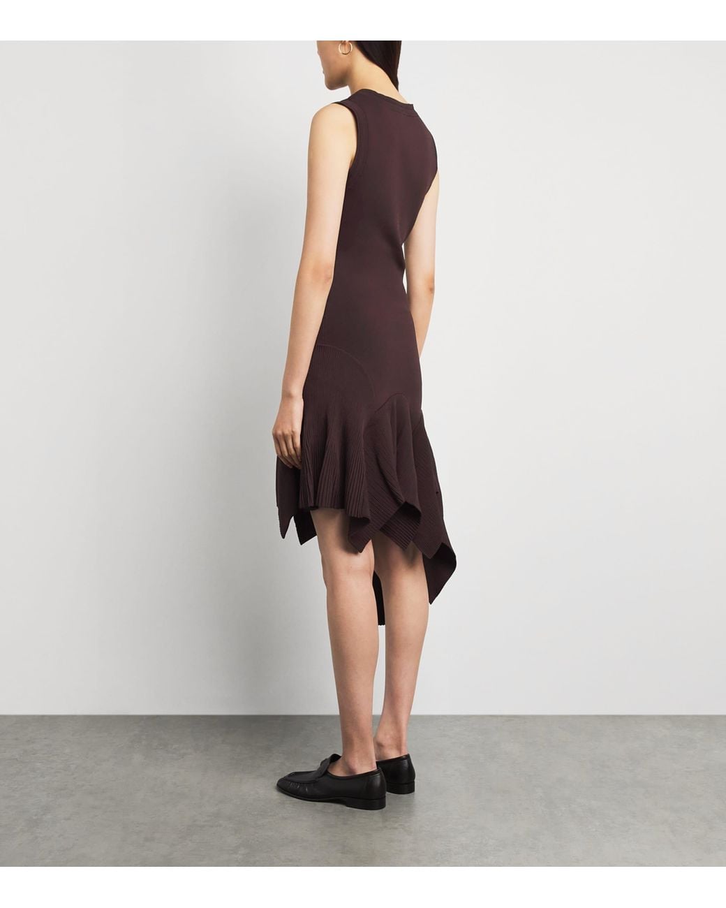 Sandro Brown Knitted Asymmetric Mini Dress