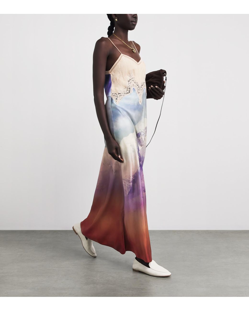 Gabriela Hearst Purple X Paul Smith Silk Printed Adolphine Maxi Dress