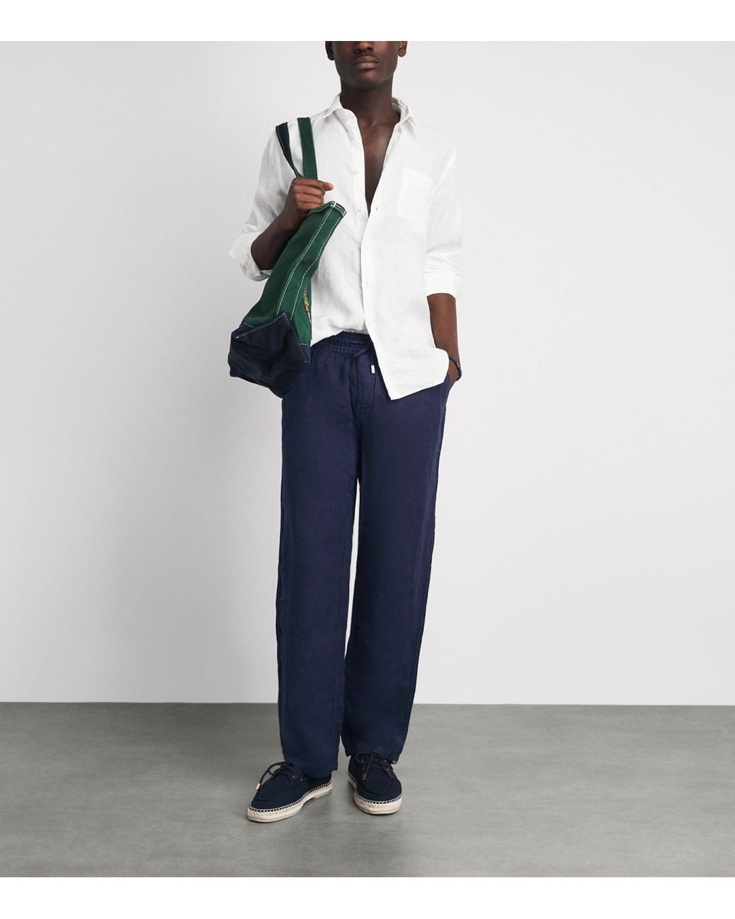 Vilebrequin Blue Linen Drawstring Trousers for men