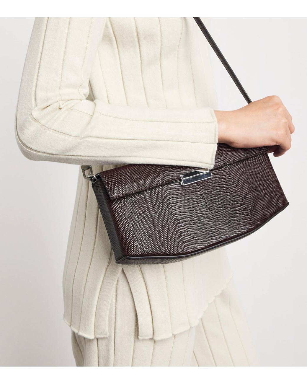 Colombo White Cashmere Ribbed Polo Sweater