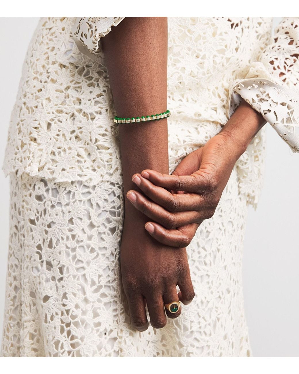 L'Atelier Nawbar Metallic And Diamond Tableau Palm Tree Ring