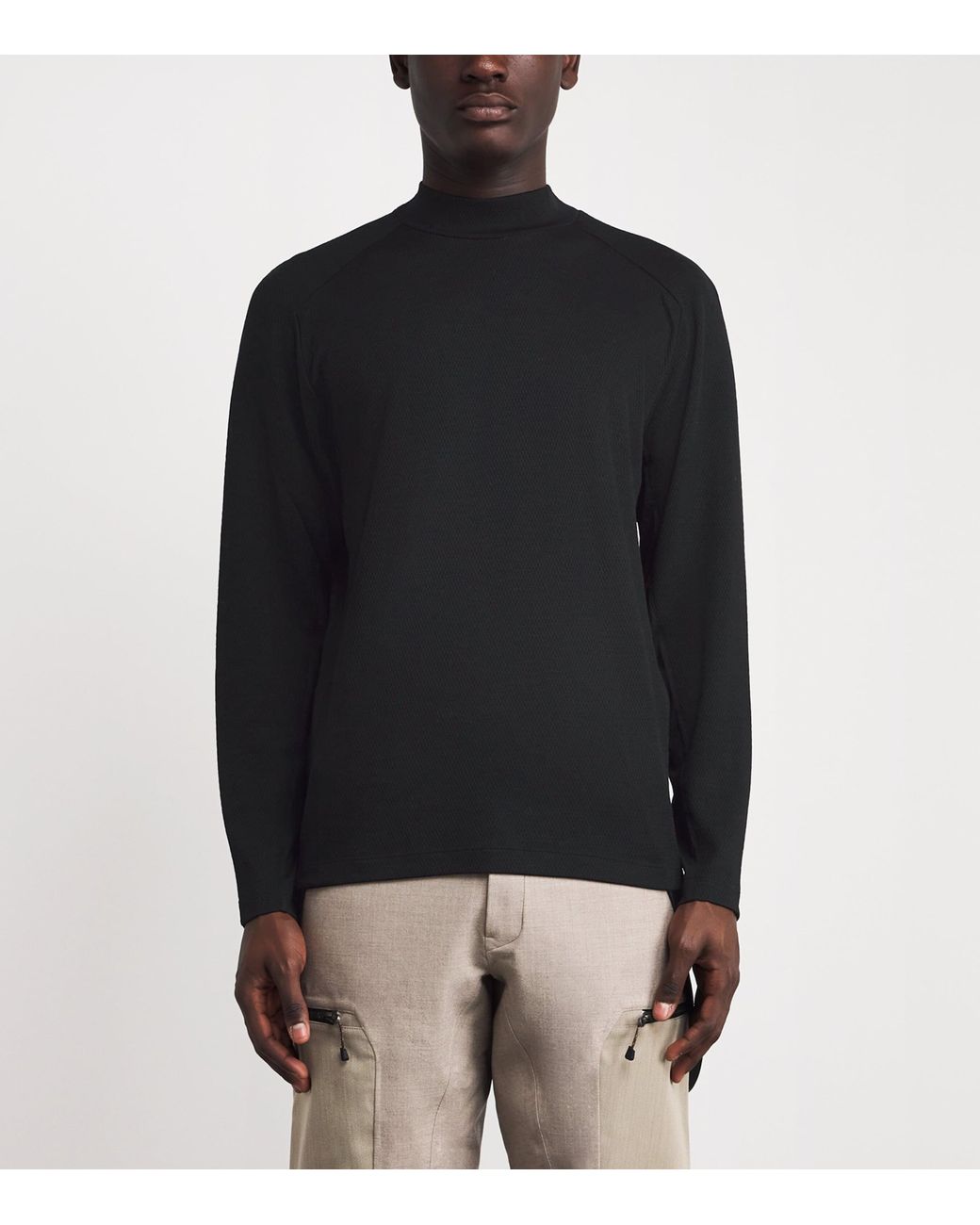 Sease Black Merino Wool Turtle Net Base Layer for men