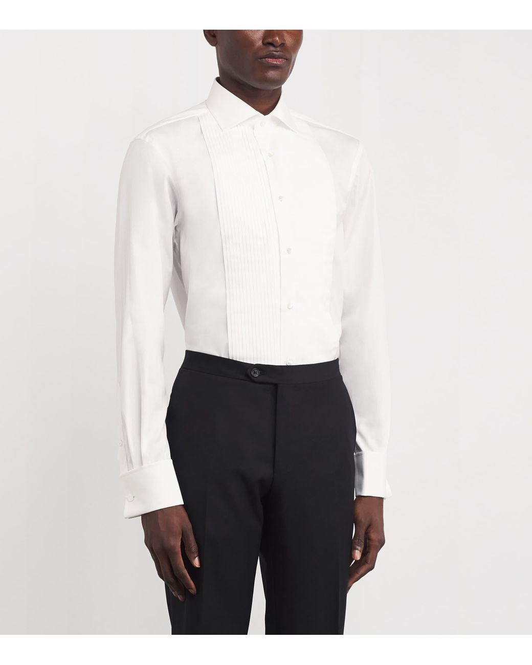 Ralph Lauren White Cotton Tuxedo Dress Shirt for men