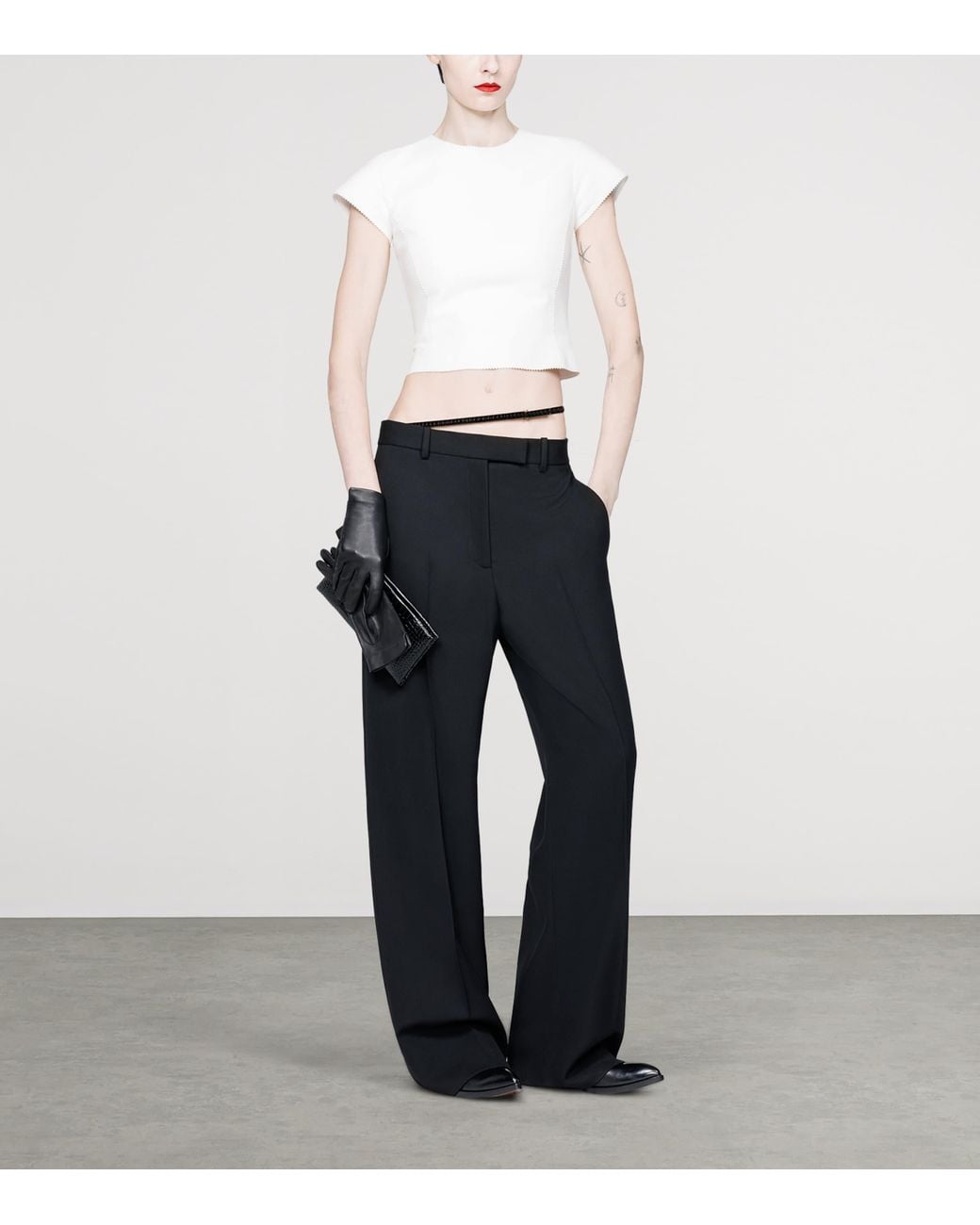 Tom Ford Blue Virgin Wool Belted Trousers