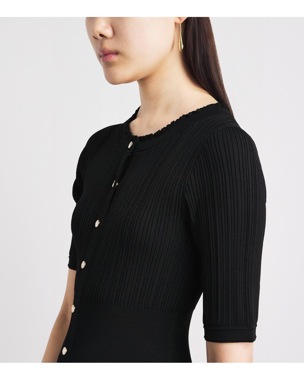 Sandro Black Knitted Ruffled Maxi Dress