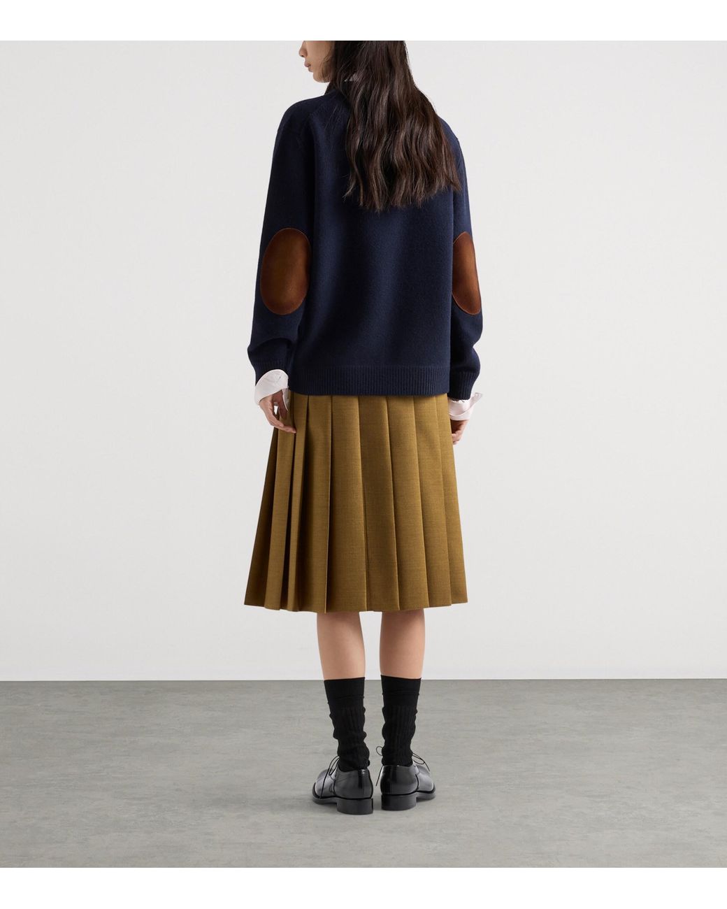 Prada Blue Wool Elbow-Patch Sweater