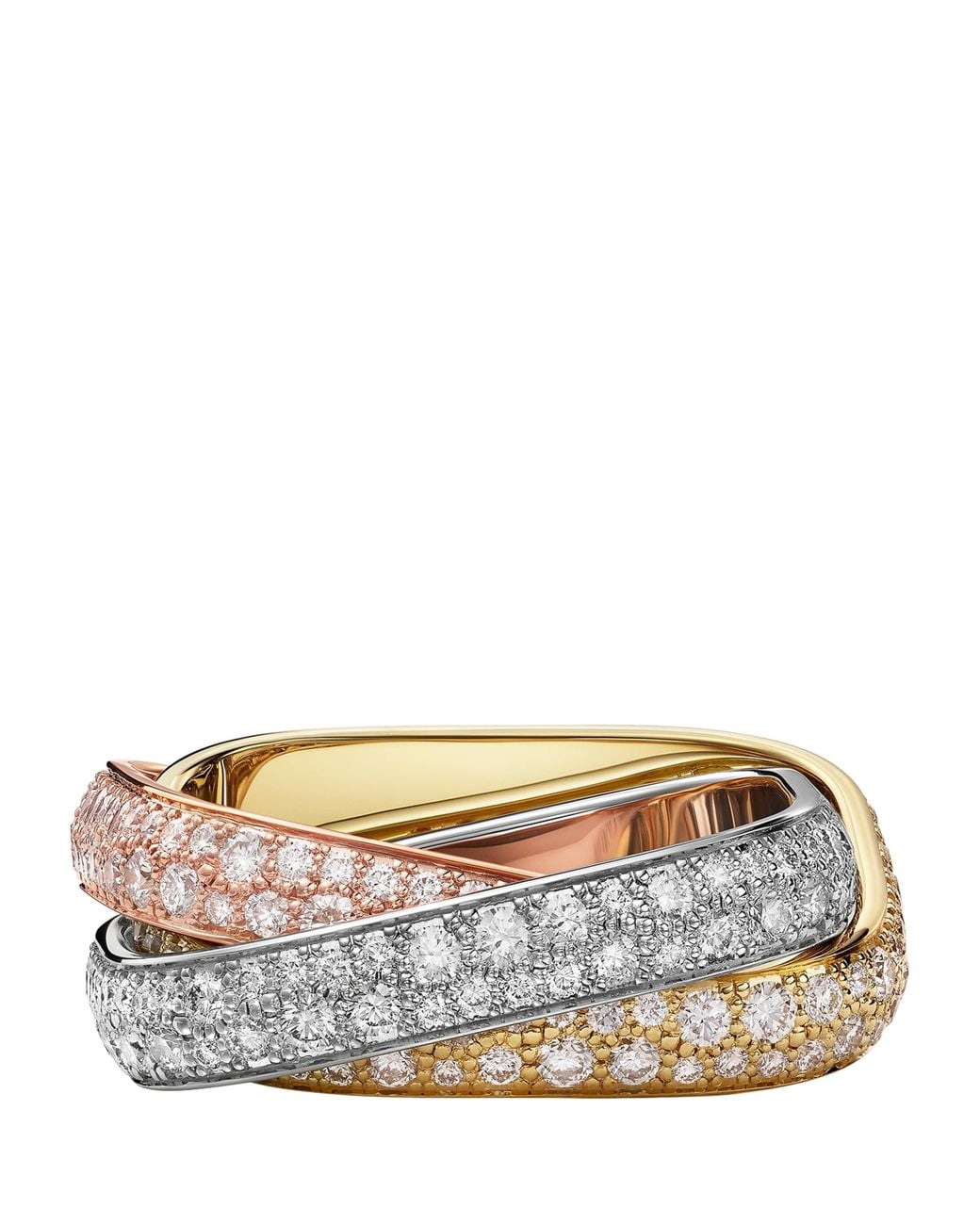 Cartier Metallic Mixed And Diamond Classic Trinity Cushion Ring