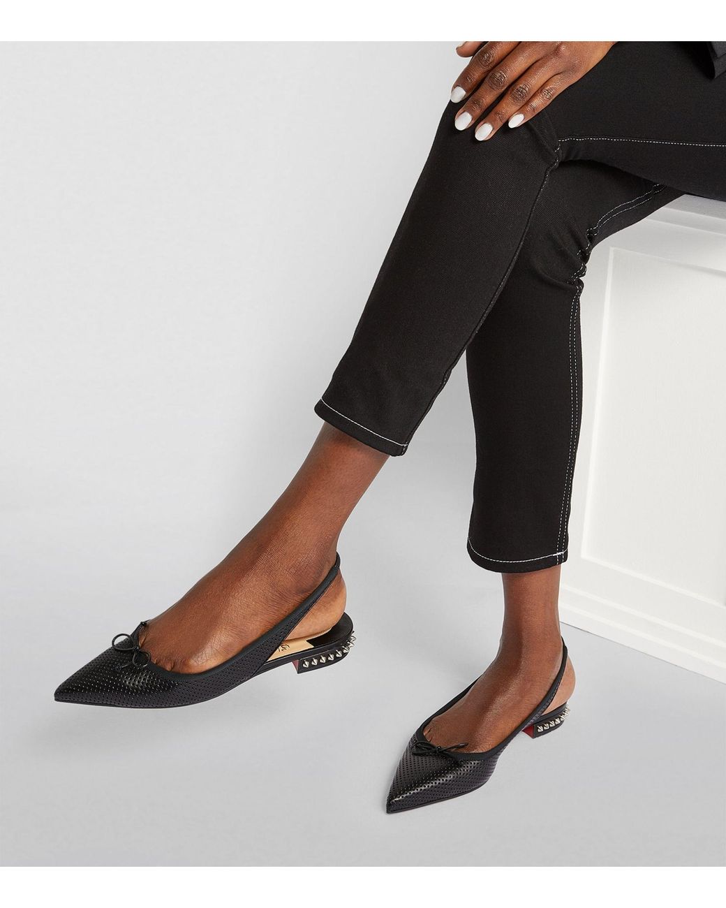 Christian Louboutin Hall Sling Leather Flats in Black | Lyst